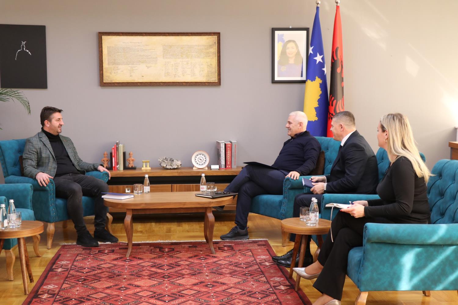 Minister of Internal Affairs Xhelal Sveçla hosts the Executive Director of the Institute for Crimes Committed During the War in Kosovo, Atdhe Hetemi